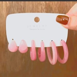 chunky pink hoop resin earrings